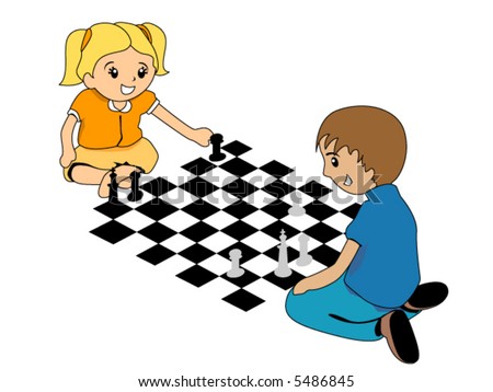 Kids Playing Chess Vector Stock Vector 5486845 - Shutterstock