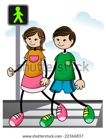 Boy Helping Old Lady Cross Street Stock Illustration 312166145 ...