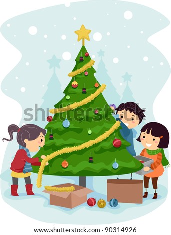 Kids Decorating For Christmas illustration kids decorating christmas tree stock vector 66004543 Kids Decorating For Christmas illustration kids decorating christmas tree stock vector 66004543