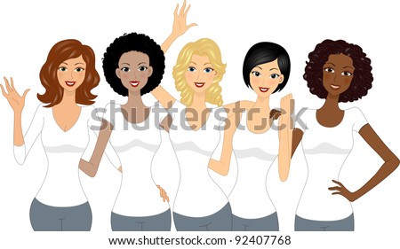 Illustration of Girls Celebrating International Women's Day