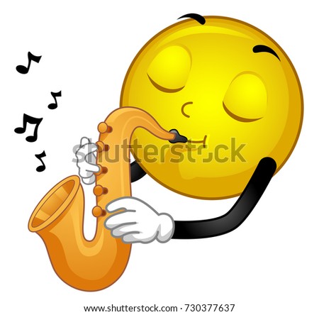 Illustration Smiley Mascot Playing Saxophone Music Stock Vector ...