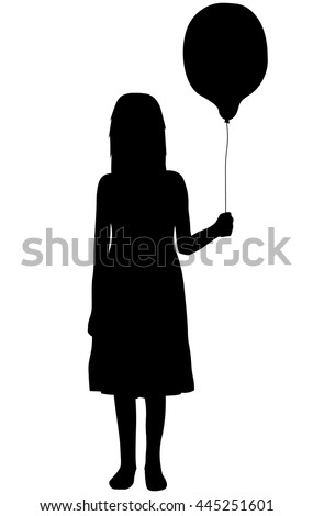 Vector Little Girl Holding Balloon Stock Vector 158465288 - Shutterstock