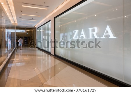 BANGKOK, THAILAND - NOVEMBER 19, 2015: Zara store. Zara is a Spanish clothing and accessories retailer based in Arteixo, Galicia, and founded in 1975 by Amancio Ortega and RosalÃa Mera.