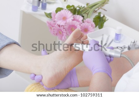phòng thu shot của một podiatrist (bác sĩ về chân) tại nơi làm việc, xóa sẹo ở chân.