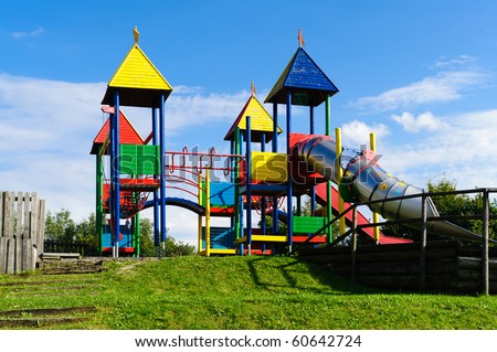 Colorful Playground Big Slide Stock Photo 60642724 Shutterstock   Stock Photo Colorful Playground With Big Slide 60642724 