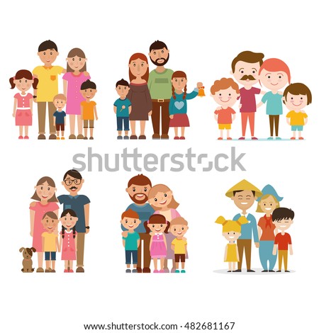 Set Happy Families Vector Illustration Stock Vector 482681167 ...