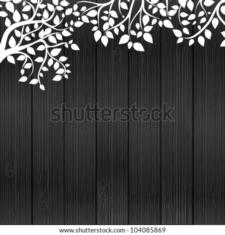 White floral on wood background, vector illustrashion