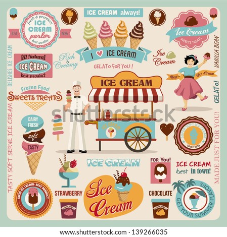 Collection of Ice Cream Design Elements.Vector Illustration