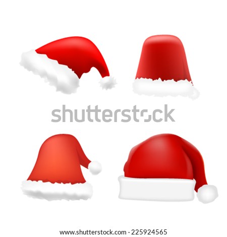 Collection Red Santa Hats Vector Illustration Stock Vector 532850065