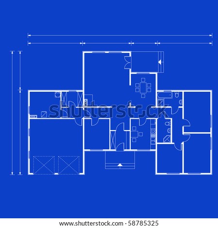 House Blueprint Exterior Interior Vector Illustration Stock Vector ...