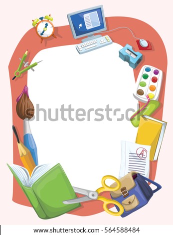 School Colorful Frame School Items Stationery Stock Vector 564588484 ...