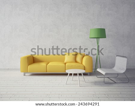 3d render. modern interior room with a beautyful furniture.