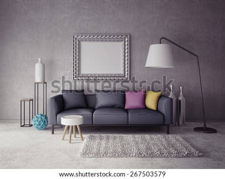 3d render. modern interior room with a beautiful furniture