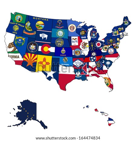 State Flags On Old Vintage Map Stock Illustration 164474834 - Shutterstock