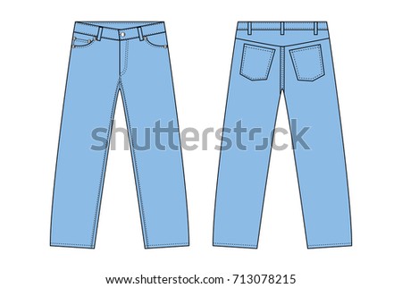 Front Back Side Views Mens Jeans Stock Vector 120646576 - Shutterstock