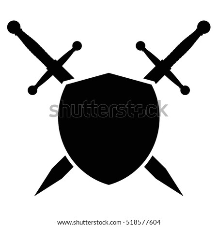 Swords Blades Crossed Sheath Shield Flat Stock Vector 518577604 ...