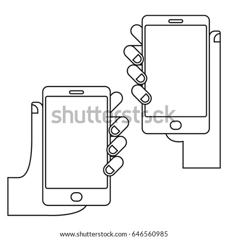 Hand Holding Mobile Phone Sketch Vector Stock Vector 534618007