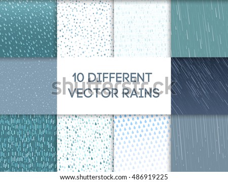 Seamless colorful rain drops pattern background vector background. Blue waterdrop rainy element design
