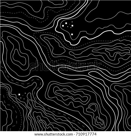 Topographic Map White Lines On Black Stock Vector 710917774 - Shutterstock