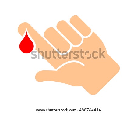 Finger Blood Drop Vector Illustration Isolated Stock Vector 488764414 ...