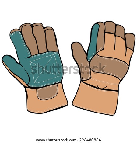 Vector Illustration Protection Gloves Cartoon Concept Stock Vector