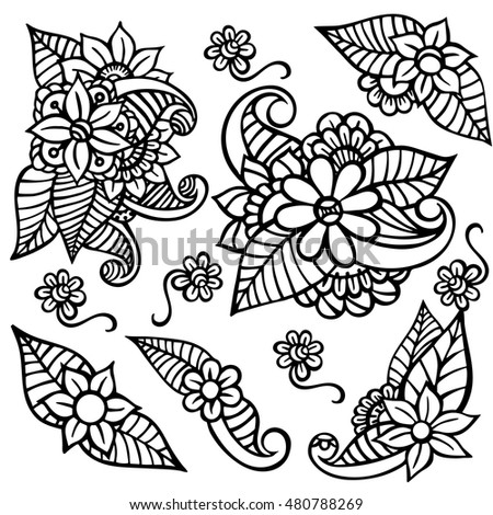  Zentangle Abstract Flowers Doodle Flower Vector Stock 