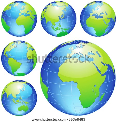 World Globe Maps Editable Vector Illustration Stock Vector 55840078 ...