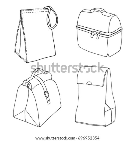 Various Types Lunch Bags Lunch Boxes Stock Vector 696952354 - Shutterstock