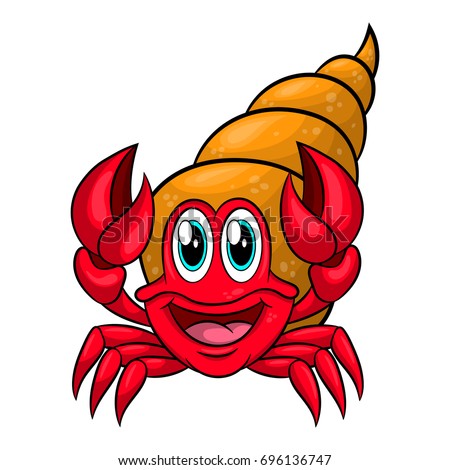 Funny Cartoon Hermit Crab Shell Vector Stock Vector 696136747 ...