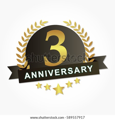 Golden 3 Rd Years Anniversary Logo Stock Vector 589557917 - Shutterstock