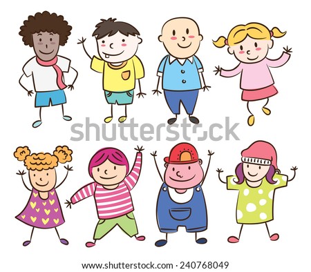 Little Boy Girl Collection Illustrationvector Stock Vector 420119962 ...