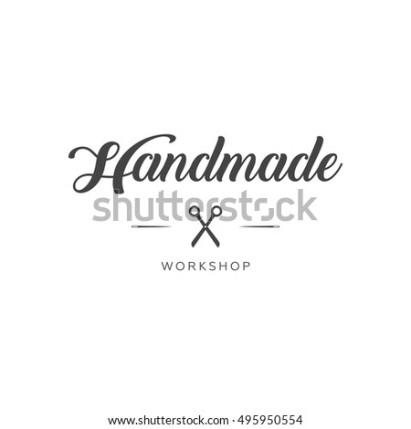 Handmade Workshop Logo Vintage Vector Hipster Stock Vector 495950554 