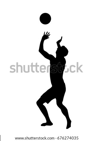 Beach Volleyball Players Vector Silhouette Isolated Stock Vector ...