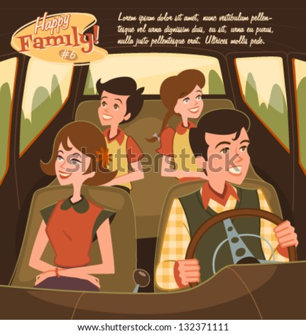 Retro family illustration