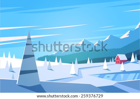 Winter landscape. Vector illustration.