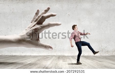 Young Man Trying Run Away Big Stock Photo (Royalty Free) 207292531 ...