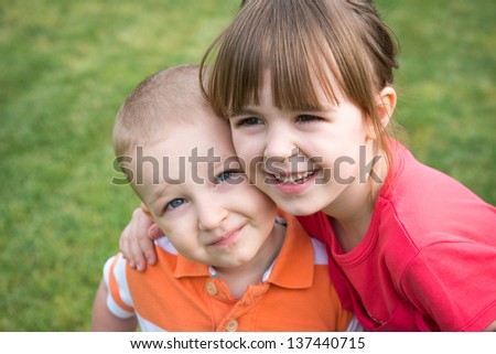 Two Little Girls Standing Together Park Stock Photo 62425096 - Shutterstock