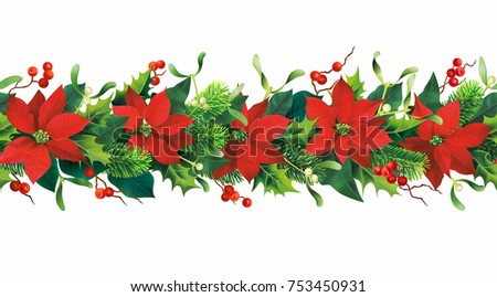 Christmas Holiday Border Frame Red Poinsettia Stock Photo 31098436 ...