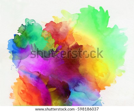 Bright Rainbow Colored Watercolor Paints Different Stock ...