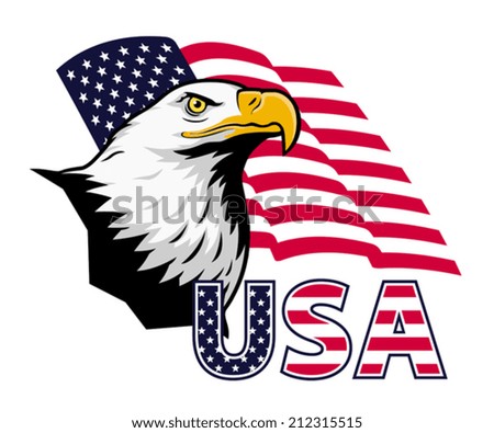 American eagle against USA flag. EPS 8, CMYK