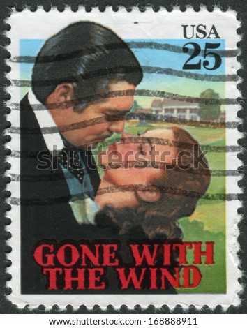 USA - CIRCA 1990: Postage stamp printed in USA, shows a scene from the movie "Gone With the Wind", circa 1990