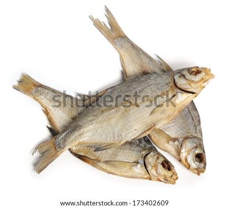 Dry fish isolated on white background