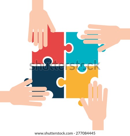 Hands Puzzle Unity Conceptual Stock Vector 136751384 - Shutterstock