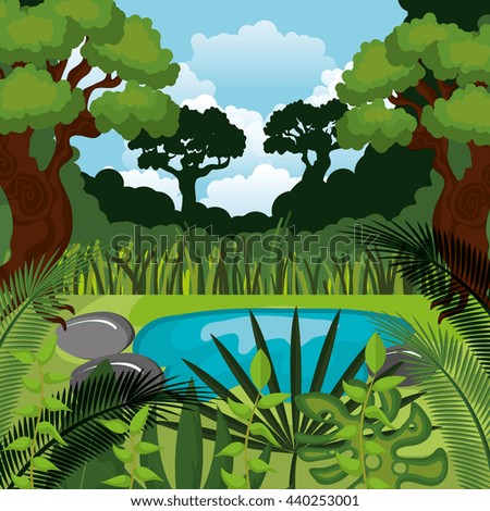jungle landscape background isolated icon design, vector illustration graphic