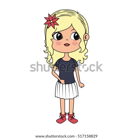 Smiling Girl Cute Girl Cartoon Character Stock Vector 143632084