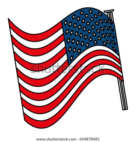 Cartoon Outline Vector Illustration American Flag Stock Vector 43411189