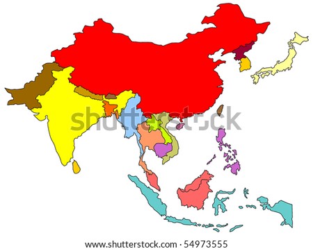 Color Map South East Asia Stock Illustration 54973555 - Shutterstock