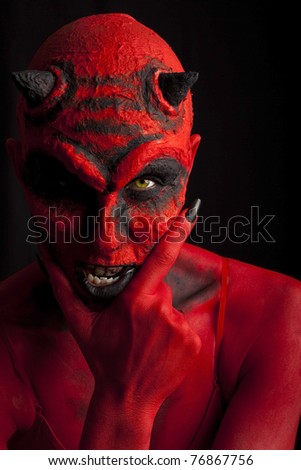 Scary Portrait Devil Figure Hell Background Stock Photo 87086534 ...