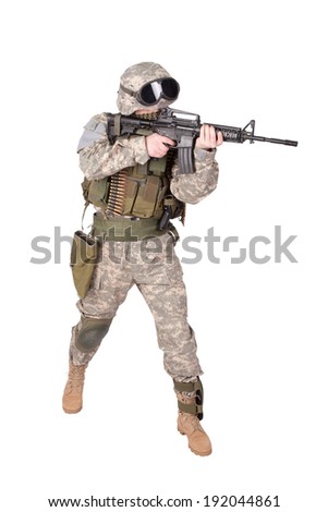 US ARMY soldier with m4 carbine - stock photo