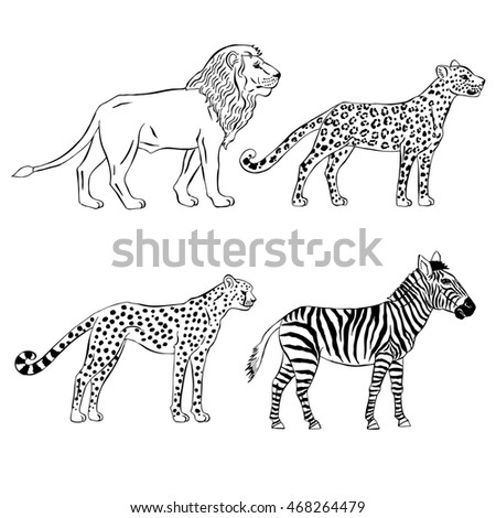 Set Monkey Decorated Indian Patterns Stock Vector 330612590